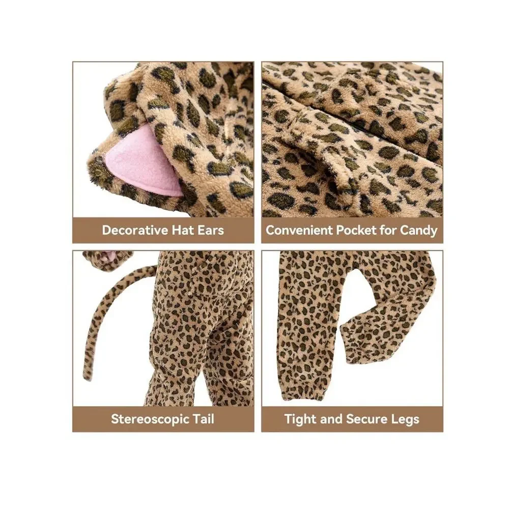 Cheetah Costume - Kids Leopard One Piece for Boys & Girls 5/6